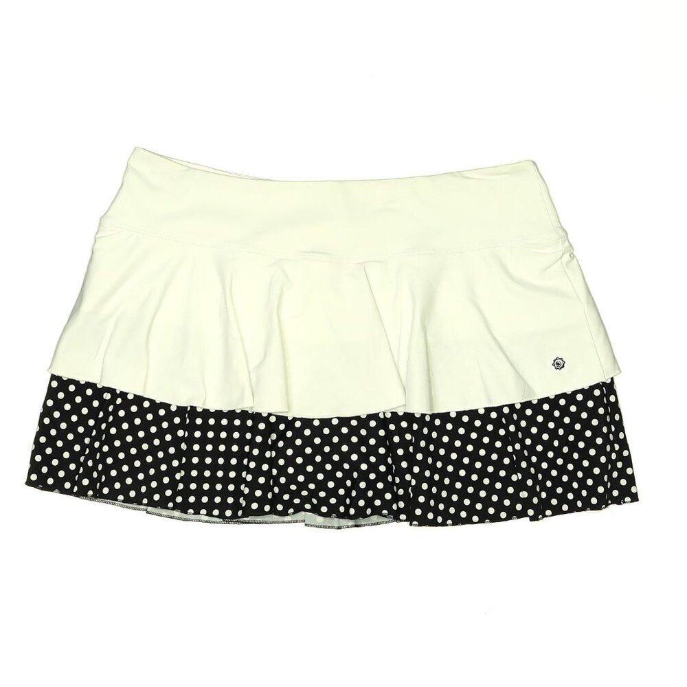 Jerdog Women's Black White Active Polka Dot Nylon Spandex Swim Tennis Skort
